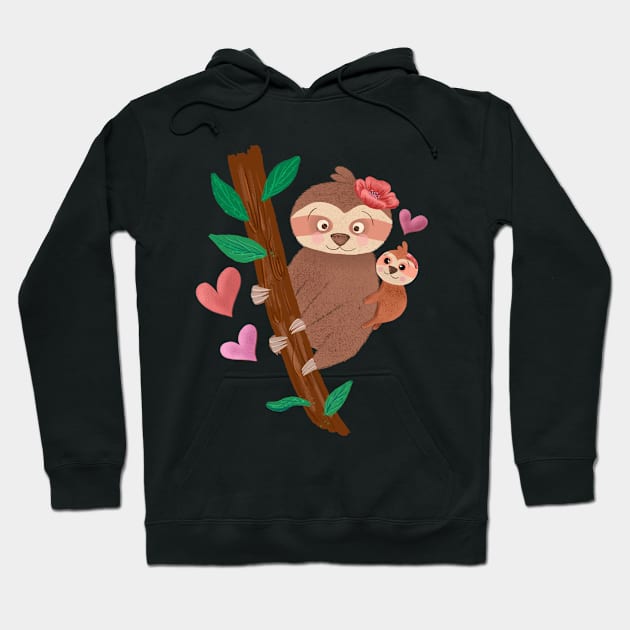 Cute sloth mom and baby Hoodie by PrintAmor